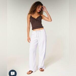 Hollister Adjustable Rise Wide Leg Linen Pants w Pockets Size S